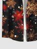 Plus Size Christmas Snowflake Glitter 3D Print Buttons Pocket Shirt For Men -  