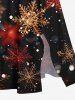 Robe Mi-Longue Fendue 3D Flocon de Neige de Noël Imprimé de Grande Taille à Paillettes - Noir 5X