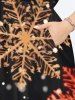Robe Mi-Longue Fendue 3D Flocon de Neige de Noël Imprimé de Grande Taille à Paillettes - Noir 5X