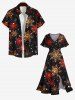Robe Mi-Longue Fendue 3D Flocon de Neige de Noël Imprimé de Grande Taille à Paillettes - Noir 5X