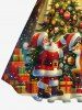 Plus Size Christmas Tree Light Ball Santa Claus Elk Print 1950s Vintage Dress -  