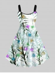 Robe Débardeur Ligne A Sapin de Noël et Flocon de Neige Imprimés de Grande Taille - Multi-A M