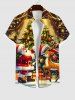 Christmas Tree Light Ball Santa Claus Elk Print Plus Size Matching Outfit For Couples -  