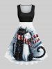 Ensemble Écharpe Assortis Imprimé Chat de Noël Grande Taille pour Couple - Multi-A 
