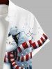 Plus Size Christmas Scarf Cat Lovers Print Button Pocket Shirt For Men -  