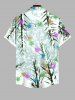 Plus Size Christmas Tree Light Snowflake Print Button Pocket Shirt For Men -  