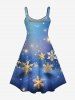 Robe Débardeur Ligne A Ombré Galaxie et Flocon de Neige de Noël Imprimés de Grande Taille à Paillettes - Bleu 2X