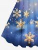 Robe Débardeur Ligne A Ombré Galaxie et Flocon de Neige de Noël Imprimés de Grande Taille à Paillettes - Bleu 2X