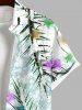 Plus Size Christmas Tree Light Snowflake Print Button Pocket Shirt For Men -  
