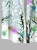 Plus Size Christmas Tree Light Snowflake Print Button Pocket Shirt For Men -  