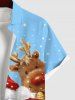 Plus Size Christmas Elk Santa Claus Gift Snowflake Print Button Pocket Shirt For Men -  