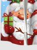 Plus Size Christmas Elk Santa Claus Gift Snowflake Print Button Pocket Shirt For Men -  
