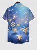 Chemise Boutonnée Imprimé Galaxie et Flocon de Neige Noël Brillantes Grande Taille avec Poche pour Homme - Bleu Ciel 3XL