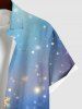Chemise Boutonnée Imprimé Galaxie et Flocon de Neige Noël Brillantes Grande Taille avec Poche pour Homme - Bleu Ciel 3XL