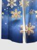 Chemise Boutonnée Imprimé Galaxie et Flocon de Neige Noël Brillantes Grande Taille avec Poche pour Homme - Bleu Ciel 3XL