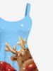 Robe Ligne A Flocon de Neige et Père Noël Imprimés de Grande Taille - Bleu 4X