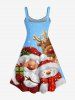 Plus Size Christmas Elk Santa Claus Gift Snowflake Print A Line Tank Dress -  
