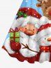 Plus Size Christmas Elk Santa Claus Gift Snowflake Print A Line Tank Dress -  