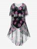 Plus Size Underwire Floral Tankini Swimsuit With Cover Up Set -  