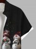 Chemise Flocon de Neige et Bonhomme de Neige Imprimés en Blocs de Couleurs avec Poche de Grande Taille pour Homme - Noir L