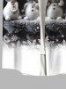 Plus Size Christmas Snowman Snowflake Colorblock Print Buttons Pocket Shirt For Men -  