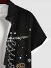 Plus Size Christmas Tree Snowman Snowflake Cross Print Buttons Pocket Shirt For Men -  