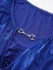 Robe Fleur Imprimée Tressée Panneau en Maille de Grande Taille avec Poche - Bleu profond 1X | US 14-16