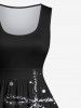 Plus Size Christmas Tree Snowman Snowflake Cross Print 1950s Vintage Dress -  