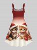 Plus Size Christmas Ball Light Cats Ombre Glitter 3D Print Tank Dress -  