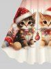 Plus Size Christmas Ball Light Cats Ombre Glitter 3D Print Tank Dress -  