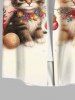Plus Size Christmas Ball Light Cats Ombre Glitter 3D Print Buttons Pocket Shirt For Men -  