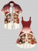 Robe Tribale Boule de Noël Lumière et Paillettes Imprimés de Grande Taille - Rouge 1X