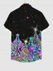 Chemise 3D Etoile Sapin de Noël Imprimés Grande Taille avec Poche à Paillettes - Noir 4XL