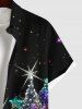 Chemise 3D Etoile Sapin de Noël Imprimés Grande Taille avec Poche à Paillettes - Noir 4XL