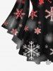 Plus Size Christmas Snowflake Ombre Print Lattice Crisscross Flare Sleeve T-shirt -  