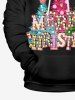 Glitter Christmas Tree Light Letters Bowknot Print Plus Size Matching Set For Couples -  