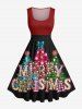 Glitter Christmas Tree Light Letters Bowknot Print Plus Size Matching Set For Couples -  