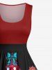 Glitter Christmas Tree Light Letters Bowknot Print Plus Size Matching Set For Couples -  