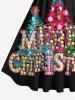 Glitter Christmas Tree Light Letters Bowknot Print Plus Size Matching Set For Couples -  