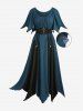 Plus Size Zipper O-ring Waist Cinched Pocket Ruched Textured Asymmetrical Dress -  