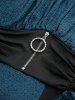 Plus Size Zipper O-ring Waist Cinched Pocket Ruched Textured Asymmetrical Dress -  