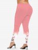 Plus Size Christmas Dwarf Floral Hat Bear Balloon Print Ombre Skinny Leggings -  