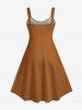 Robe Ligne A Flocon de Neige Bonbon et Nœud Papillon Imprimés de Grande Taille - café S