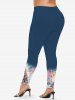 Plus Size Christmas Tree Ball Star Gift Box Tie Dye Print Leggings -  