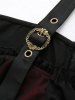 Plus Size Ruffles Grommets Lace Up Mesh Asymmetrical Buckle Cold Shoulder Blouse -  