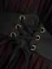 Plus Size Ruffles Grommets Lace Up Mesh Asymmetrical Buckle Cold Shoulder Blouse -  