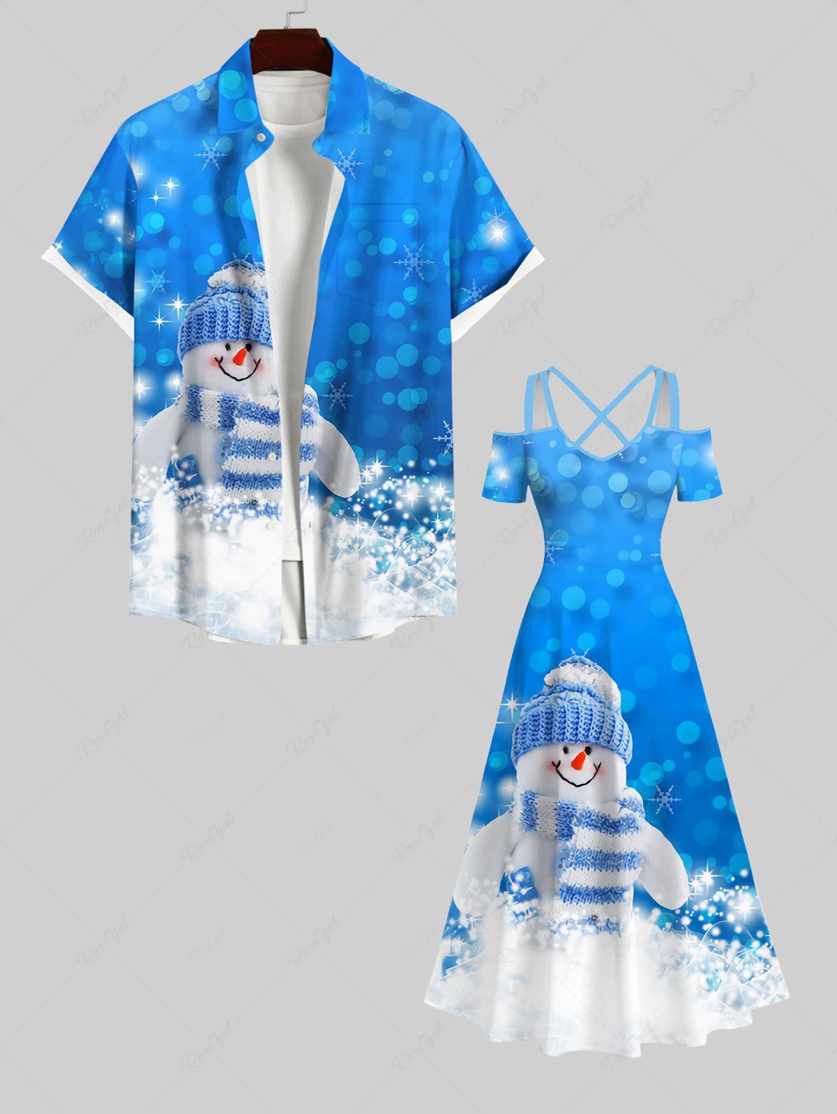 Best Christmas Snowman Hat Scarf Snowflake Glitter 3D Print Plus Size Matching Outfit For Couples  