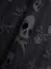 Ruffles Ruched Ribbed Textured Top and Skull Mesh Bowknot Tied Skirt Plus Size Outfit -  