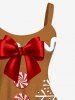 Ensemble de Bikini Assortis Flocon de Neige Bonbon et Nœud Papillon Imprimés de Grande Taille pour Couples - café 