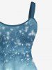 Plus Size Christmas Hat Cats Snowflake Book Cross Ball Ombre Print Tank Dress -  